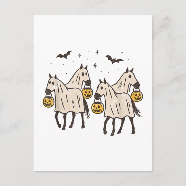 Niedliche Geisterpferde Halloween Trick oder Treat Postkarte (Vorderseite)