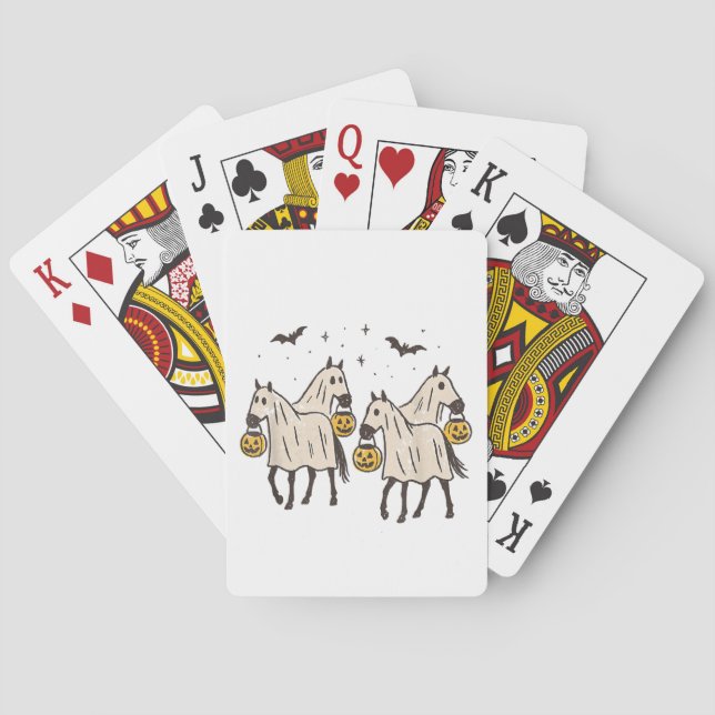 Niedliche Geisterpferde Halloween Trick oder Treat Spielkarten (Rückseite)