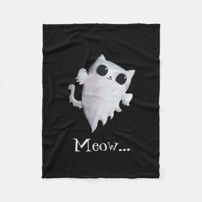 Niedliche Geistkatze Halloweens Fleecedecke (Vorderseite)