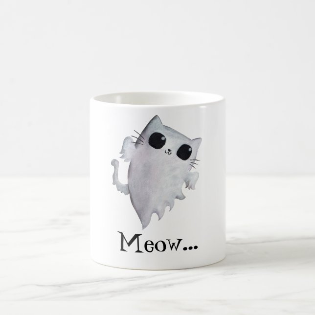 Niedliche Geistkatze Halloweens Kaffeetasse (Mittel)