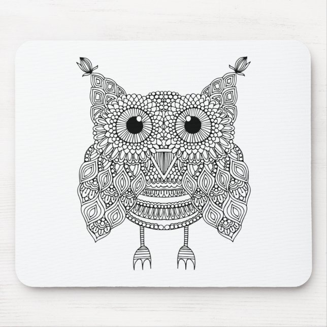 Niedliche Gekritzel-Eule Mousepad (Vorne)