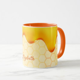 Niedliche Gelbbienen, die Honig trinken Tasse