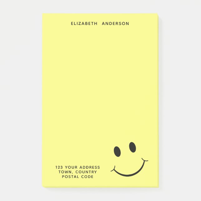 Niedliche gelbe Angesicht Personalisierte Adresse Post-it Klebezettel (Vorderseite)