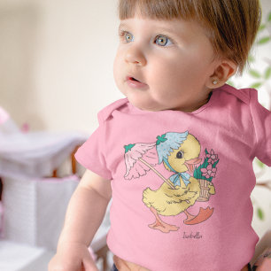 Niedliche Gelbe Babyente im Frühjahr Baby Strampler
