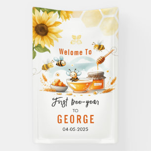 Niedliche Gelbe Biene & Sonnenblume 1. Geburtstag  Banner