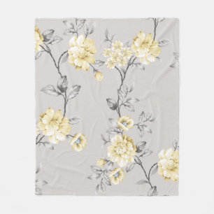 niedliche gelbe Blumen mit grauem Blätter auf gr Fleecedecke