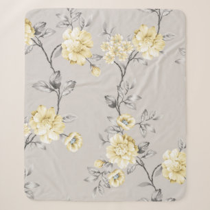 niedliche gelbe Blumen mit grauem Blätter auf gr Sherpadecke