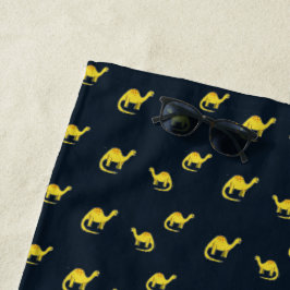 Niedliche gelbe Dinosaurier-Muster auf blau Strandtuch