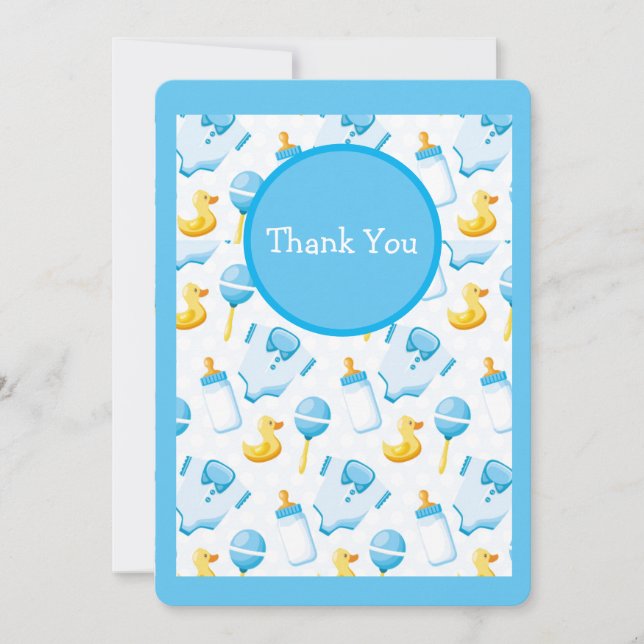 Niedliche gelbe Duck Blue Babydusche Dankeskarte (Vorderseite)