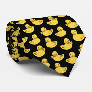 Niedliche Gelbe Ducky Pattern Gummi Enten Schwarz Krawatte