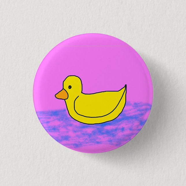 niedliche gelbe Ente auf rosa Taste Button (Vorderseite)
