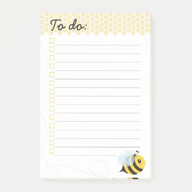 Niedliche gelbe Fliegen-Honig-Bienen-Bienenwabe Post-it Klebezettel (Vorderseite)