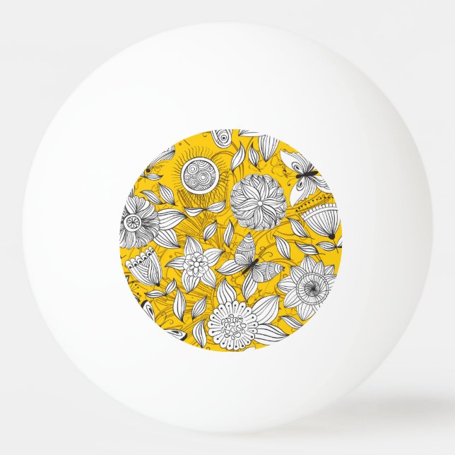Niedliche, gelbe, floralfarbene Designlizenz p Tischtennisball (Vorderseite)
