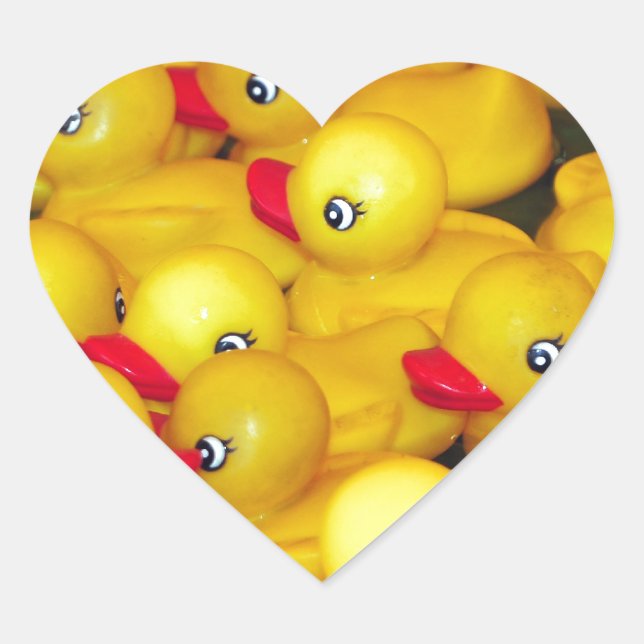 Niedliche gelbe Gummiduckies Herz-Aufkleber (Vorderseite)