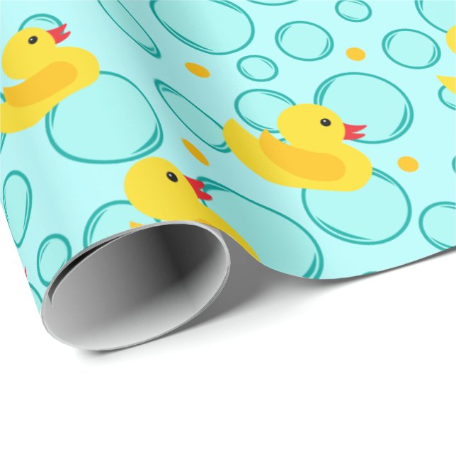 Niedliche gelbe Gummikautschukladeln Bläschen Baby Geschenkpapier (Rolleneckpunkt)