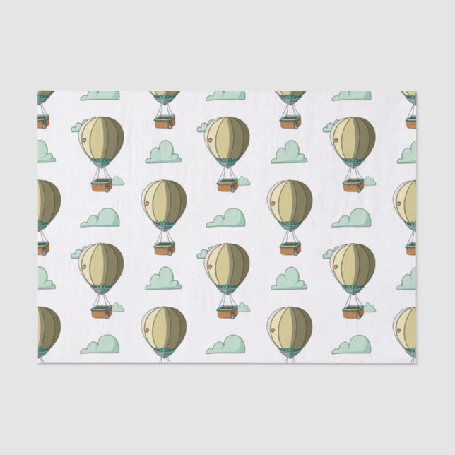 Niedliche gelbe Heißluftballon Neutral Baby Dusche Seidenpapier (Vorderseite)