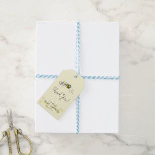Niedliche gelbe Hummel-/Honig-Baby-Dusche danken Geschenkanhänger