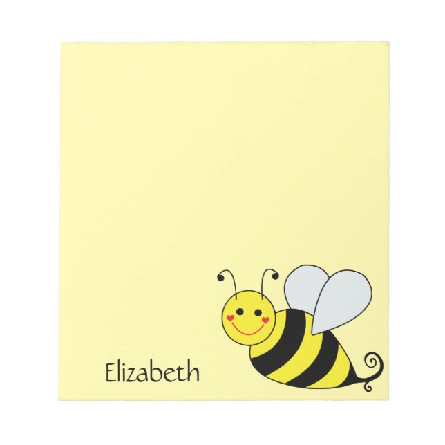 Niedliche gelbe Hummel personalisieren Notizblock (Vorderseite)