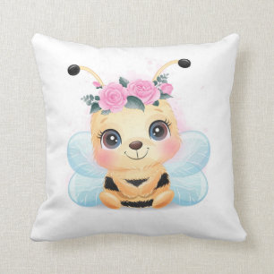 Niedliche gelbe Hummel Rosenhalm Kissen