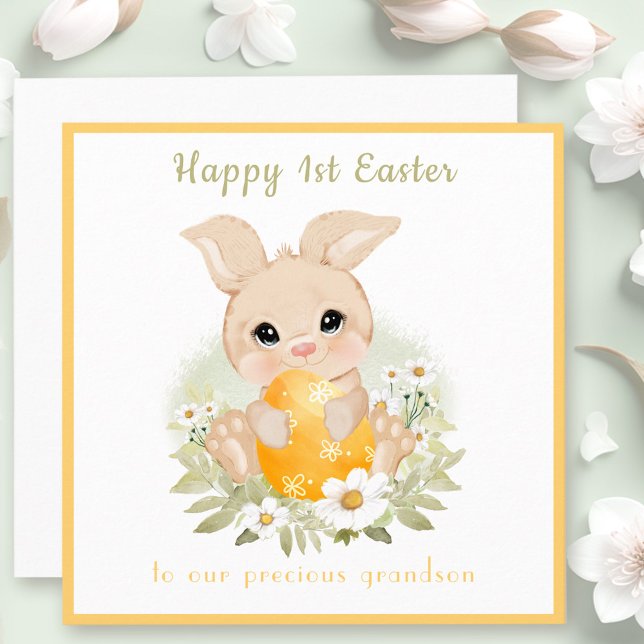 Niedliche gelbe, neutrale Osterkarte Karte (Cute Yellow Bunny Neutral First Easter Card)