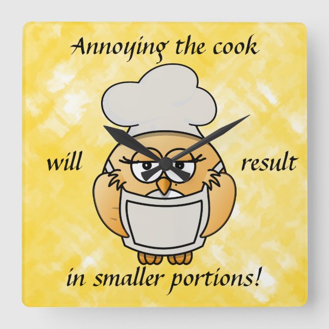 Niedliche Gelbe Owl Cook Wall Uhr (Vorderseite)
