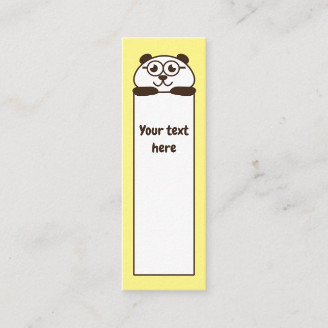 Niedliche gelbe Panda-Lesezeichennotiz Mini Visitenkarte (Vorderseite)