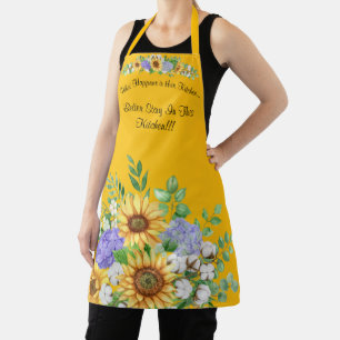Niedliche gelbe Sonnenblume mit Zitat Schürze