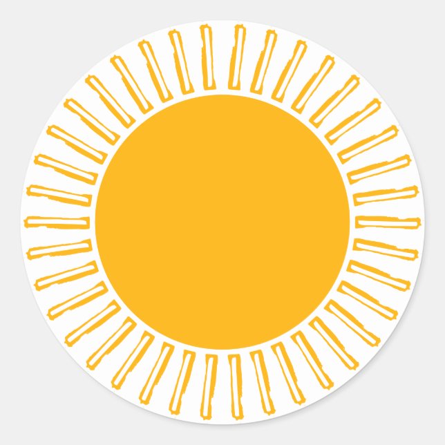 Niedliche gelbe Sonnenstrahlen, moderne Freude Runder Aufkleber (Vorderseite)