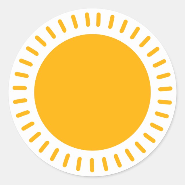 Niedliche gelbe Sonnenstrahlen Sonnenhungrige Freu Runder Aufkleber (Vorderseite)