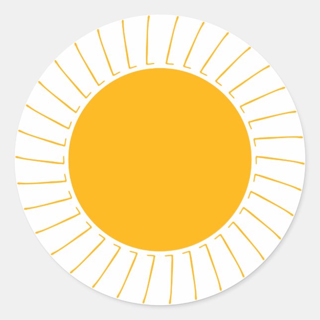 Niedliche gelbe Sonnenstrahlen Sonnenschein modern Runder Aufkleber (Vorderseite)