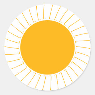 Niedliche gelbe Sonnenstrahlen Sonnenschein modern Runder Aufkleber