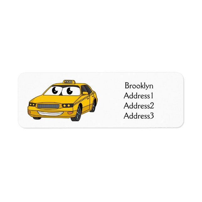 Niedliche Gelbe Taxifahrt Cartoon Illustration (Vorne)