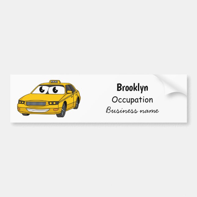 Niedliche Gelbe Taxifahrt Cartoon Illustration Autoaufkleber (Vorne)