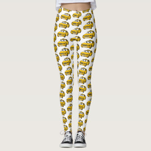 Niedliche Gelbe Taxifahrt Cartoon Illustration Leggings