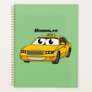 Niedliche Gelbe Taxifahrt Cartoon Illustration Planer