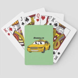 Niedliche Gelbe Taxifahrt Cartoon Illustration Spielkarten