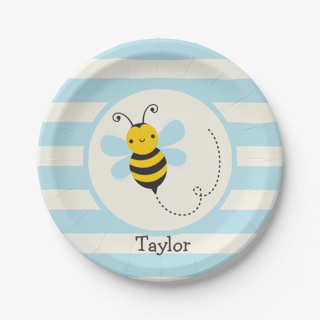 Niedliche Gelbe und Schwarze Beere auf Baby Blue S Pappteller (Vorderseite)
