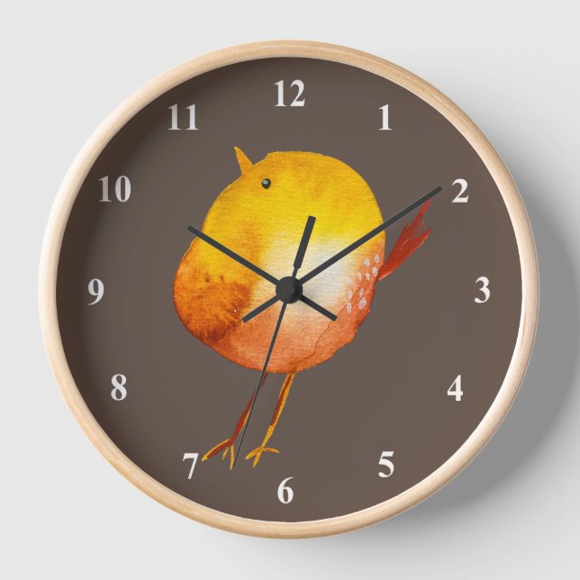 Niedliche gelbe Vogelart Uhr (Vorderseite)