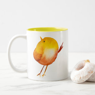 Niedliche gelbe Vogelart Zweifarbige Tasse