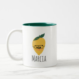 Niedliche gelbe Zitrone Cartoon lustige Darstellun Zweifarbige Tasse