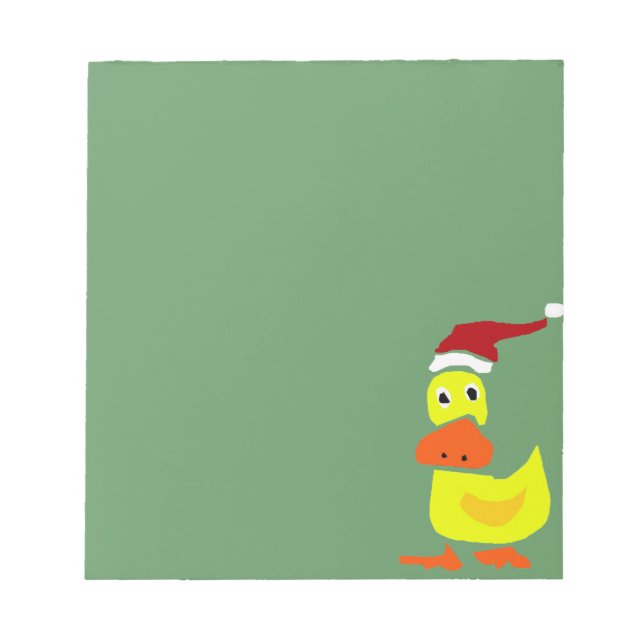Niedliche Gelbente in Weihnachtsmannmütze Notizblock (Vorderseite)