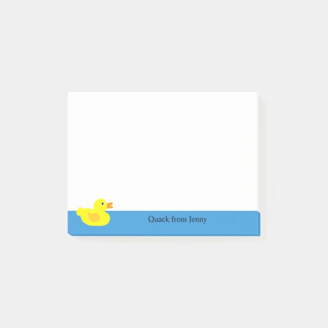 Niedliche Gelbente Individuelle Name Post-it Klebezettel (Vorderseite)
