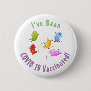 Niedliche Geleebohnen springen Cartoon geimpft Button