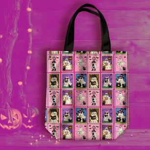 Niedliche, gemütliche Geister und Katzen-Muster Tasche