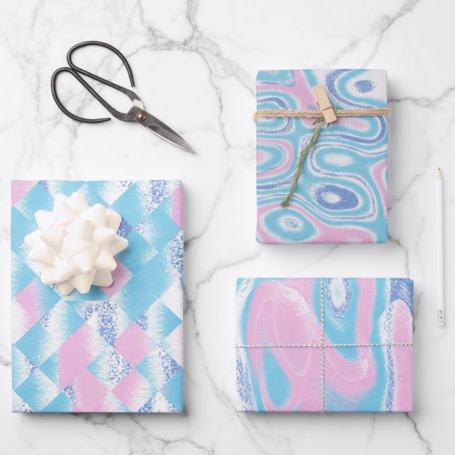 niedliche Gender-Enthüllungen Party Wrapping Paper Geschenkpapier Set (Vorderseite)