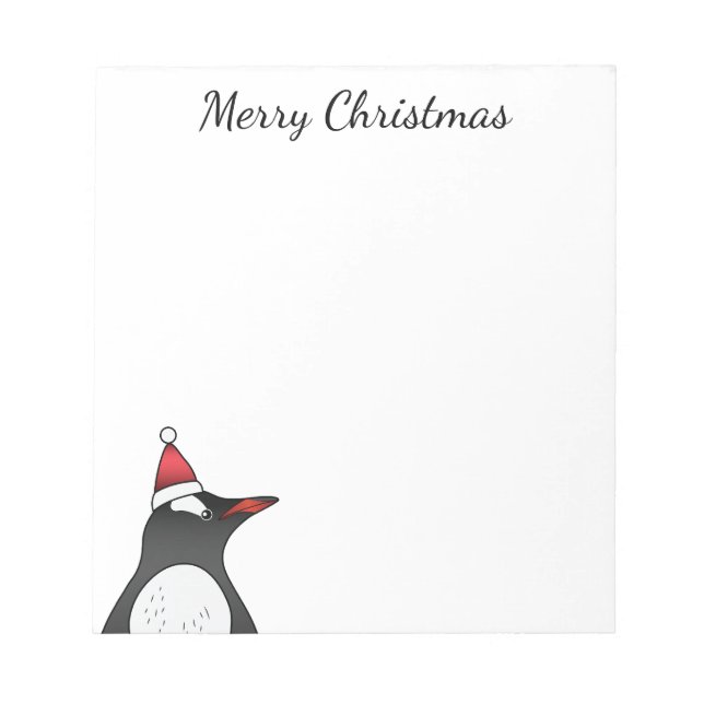Niedliche Gentoo Penguin Tragen einer Weihnachtsma Notizblock (Vorderseite)