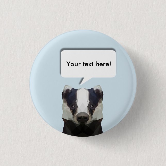 Niedliche, geometrische, blaue Sprachblase Button (Vorderseite)