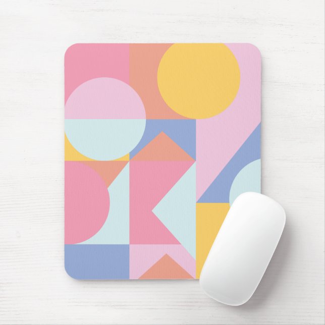 Niedliche geometrische Formen - Collage Artwork Mousepad (Mit Mouse)