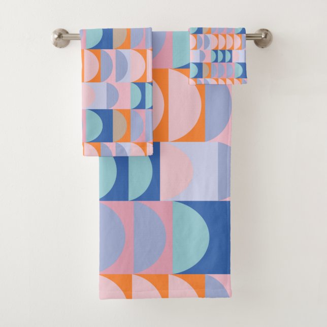 Niedliche geometrische Formen Muster Blau Badhandtuch Set (Insitu)