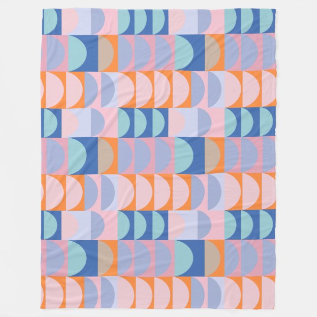 Niedliche geometrische Formen Muster Blau Fleecedecke (Vorderseite)